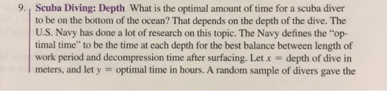 Scuba Diving: Depth What is the optimal amount of time for a scuba diver to be on the bottom of the ocean? That depends on th