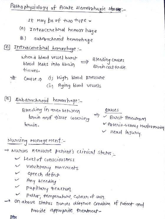 Patho physiology of Acute Hemonhagic shoe It May be of two type A) Intra ceneb,al hemorrhage when a blsvd vessej bust blovd l