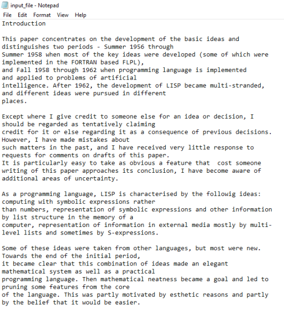 input_file - Notepad File Edit Format View Introduction Help This paper concentrates on the development of the basic ideas an