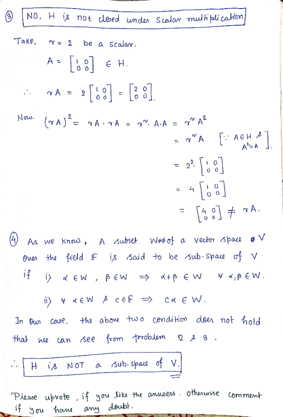 NO, H not dlebed umder Scalar multi pli cahem Take, be a ScalaY. ] A = E H A= 2 Nao (A) A A = ^^. A-A = A AEH A A는A A veutor