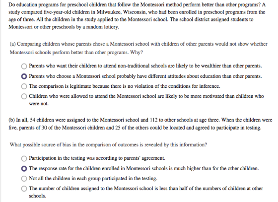 Do education programs for preschool children that follow the Montessori method perform better than other programs? A study co