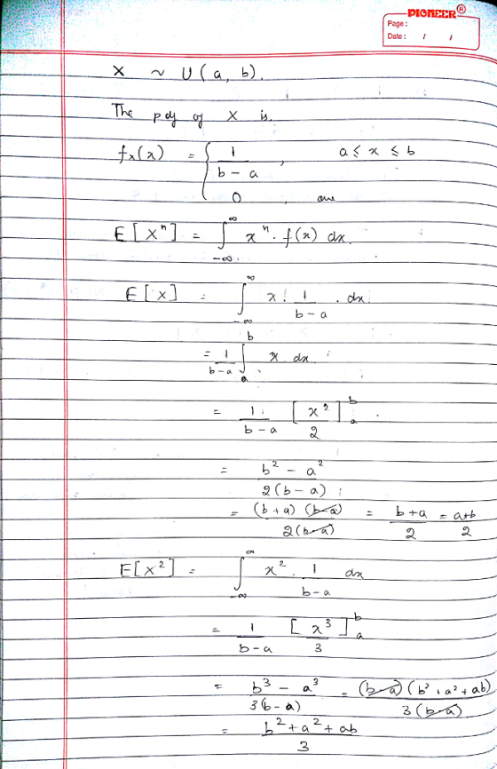 Page: Date: b- a CMN. dx b-a b- a ELx3 2 b-a 36-a) 4 3