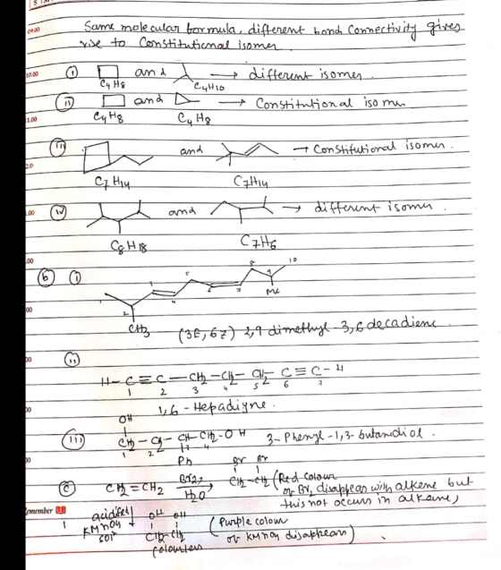 Same molecular formula, different bonch Connectivity gives 0900 rise to Constitutional isomer 10.00 0 and different isome C4