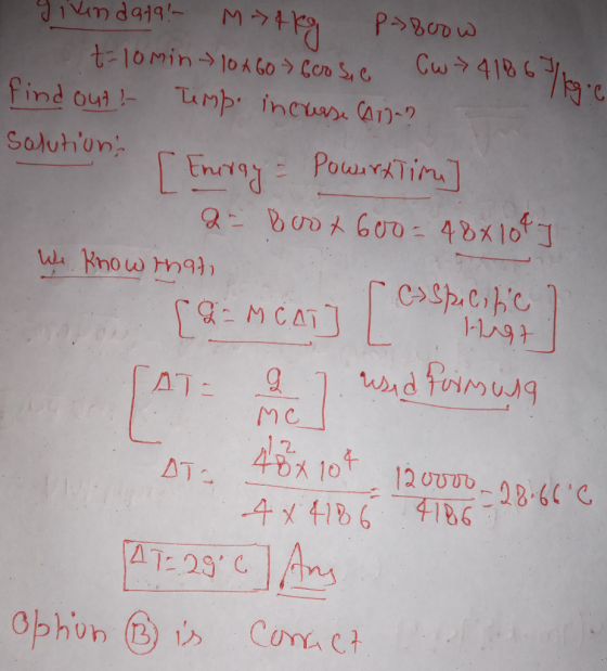 The 48x 104 given data! Mtkg P>8cow t=10 min 10x60 » Grosie Cw > 4186 find out! Timp increase A1? Solution; [ Erurgy PowerxTi