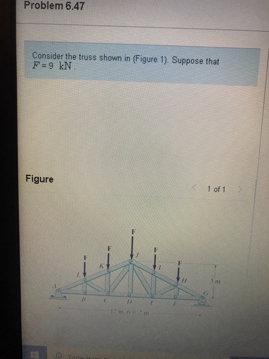 Problem 6.47 Consider the truss shown in (Figure 1). Suppose that F=9 kN Figure 1 of 1 3m 13 1) 12 mm