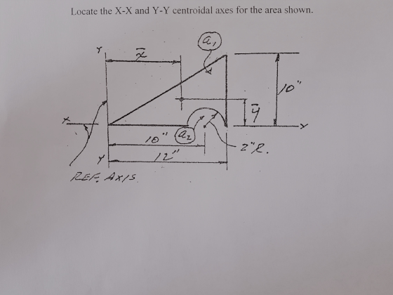 Locate the X-X and Y-Y centroidal axes for the area shown. Ce Te 2