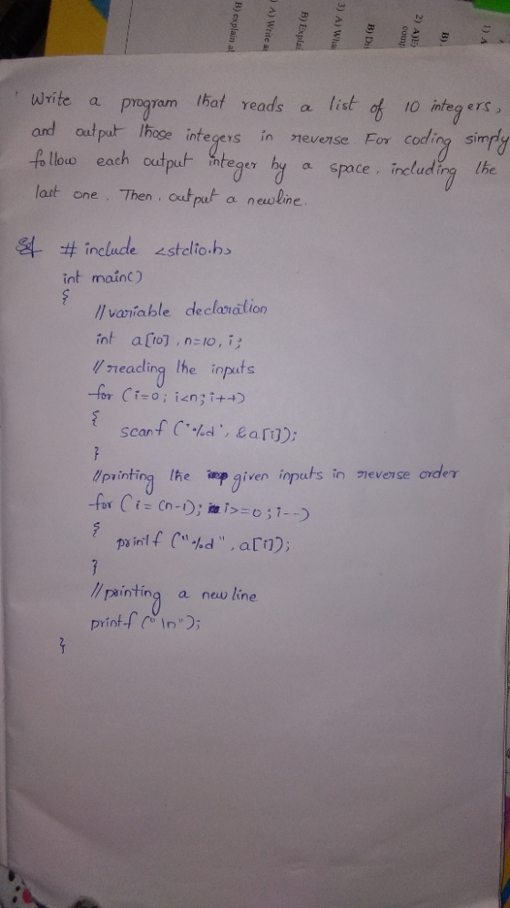 ite a prooyam that reads a list o 10 integers) 10 integ ers nse Fos coing sinm teger hy a space, including lhe andoulpat Ihos