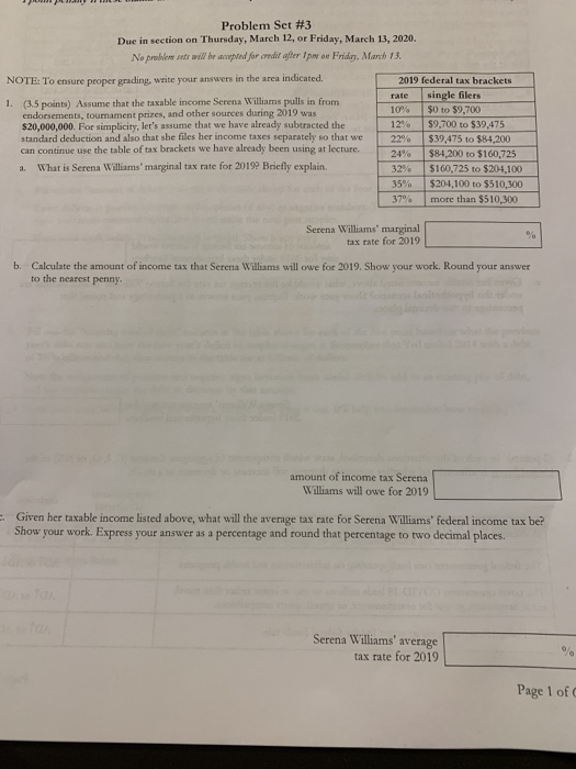 Problem Set #3 Due in section on Thursday, March 12, or Friday, March 13, 2020. No probleeds will be oped for conditaffer iw