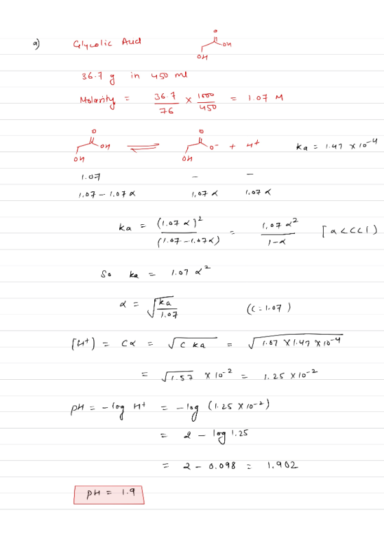 g) cucelic Acid Glycolic And meen 36.7 g in 450 me v 100 450 tol 36.7 76 W - Ka=1.47 xlora on On 1.07 7.07 - 1,07 . 1,07 a 1