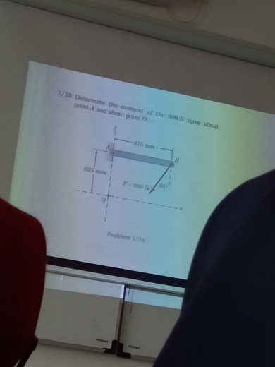 2/30 Determine the monent of the 800-N force shout point A and about point O 875 mm B P800 N Problem 2/30
