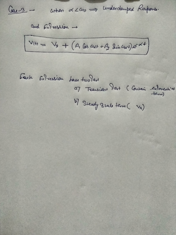 Case-3 – when & Lwo under demped Respons. and Expression – VH = Vp + (A. Cas wat +Az din Cust)ext Each Eriression have two la