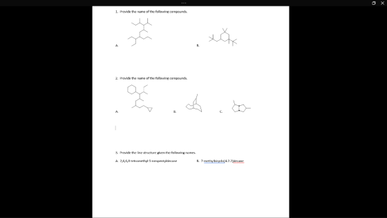 ох 1. Provide the name of the following compounds. så stk 2. Provide the name of the following compounds. 3. Provide the line