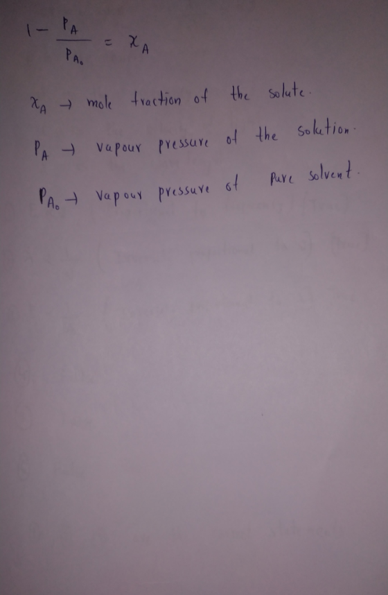 1- PA PA A KA mae tha ttion of the solute Vapour pressure o the Soketion PaYe Solvent PA PAGVapouy Pressuve
