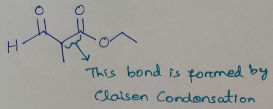 This bond is formed by Claisen Condensation