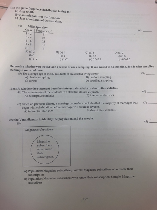 Use the given frequency distribution to find the (a) class width. (b) class midpoints of the first class. (c) class boundarie
