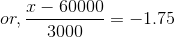 or,\frac{x-60000}{3000} = -1.75