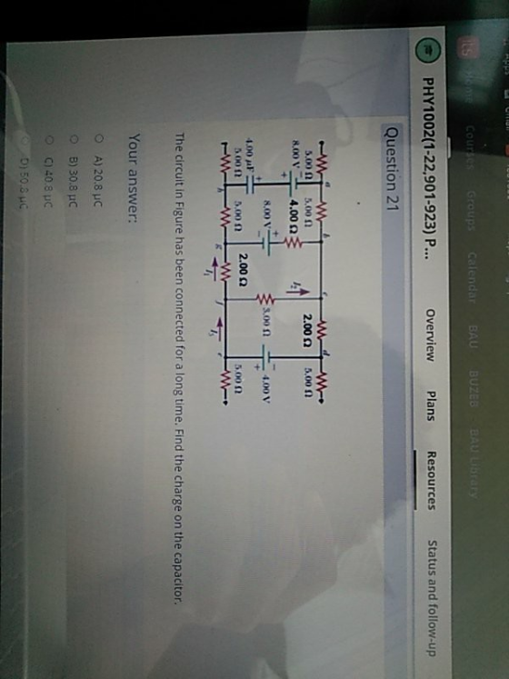 Its Home Courses Groups Calendar BAU BUZE BAU Library PHY1002(1-22,901-923) P... Overview Plans Resources Status and follow-u