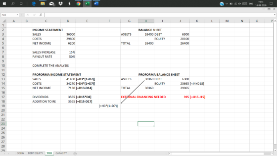 19.13 O dx ENG х 18 01 2020 fr H23 Н INCOME STATEMENT BALANCE SHEET SALES ASSETS 6300 36000 26400 DEBT COSTS 29800 EQUITY 201