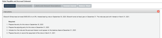 Note Payable and Accrued Interest Labels and Amount Descriptions Instructions General Journal Chart of Accounts Balance Sheet