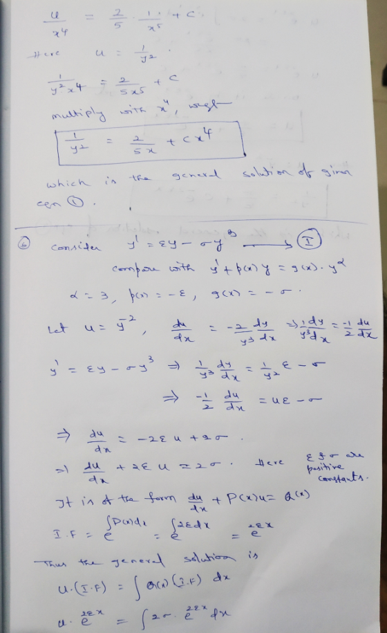 = 3 +c: Have u = sz yaxy = Suste multiply with a, wagt which is the general solution of giren ☺ consider y=&y-ayo compare w