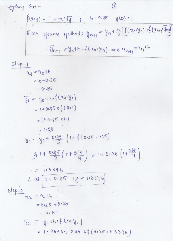 by even that flary) = (1+2x) Ty ; h = 0.25 410) El From Helens methods You, - 4n+ 3 [F(xnigo) +f (24 ore Into Y thi flaniyo)