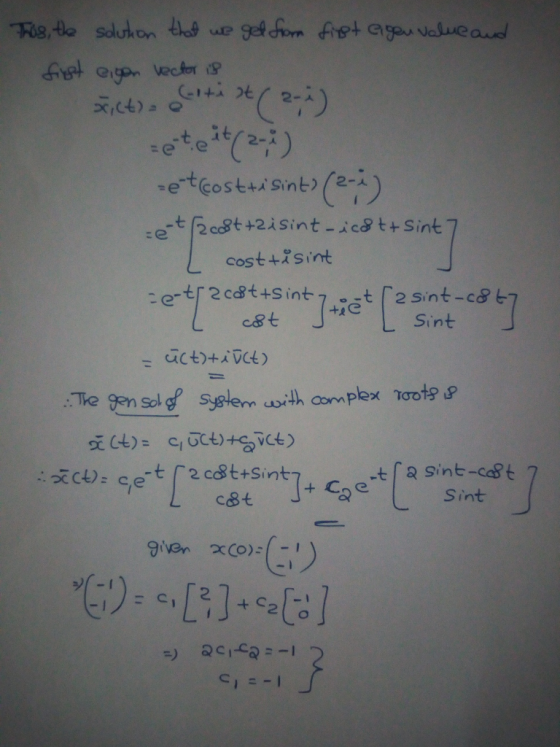 This, the solution that we get from first eigenvalue and first eigen vector is xict) eltist (2-2) =ete it (2-2) etcostuusint>