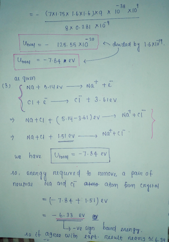 - 389 - - (7x1.75% 16X16 JX9 X 10 X 10 8x 0.281 8109 - 20 Uttel = - 125.55 x10° dvided by 1:6 x 09. Uporal = -7.84 R ev as g