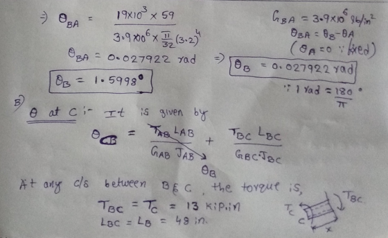 6 7) OBA x 59 19x103 3.98006 * (3-2) GBA = 3.9810 86/in? OBA S 08-04 (CASOS fixed) = 0.027922 yad OBA BA = 0.027922 rad =) O3