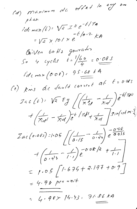 op whoraryu (6) offat in any phase ideman (t)= V2 Illetita at/0.2. KA * V2 x 297 x 6 garrator as ta = 0.08s 4 -t/tall Given 6