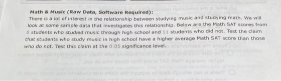 Math & Music (Raw Data, Software Required): There is a lot of interest in the relationship between studying music and studyin