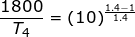 \small \frac{1800}{T_{4}}=( 10)^{\frac{1.4 -1}{1.4 }}