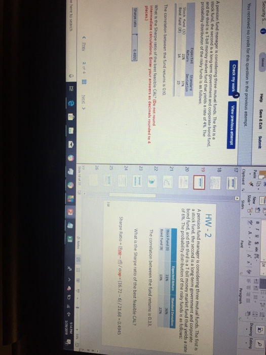 24 Help Save& Exit Submit New Side You received no credit for this in the s a long-term government and corporate bond fund HW