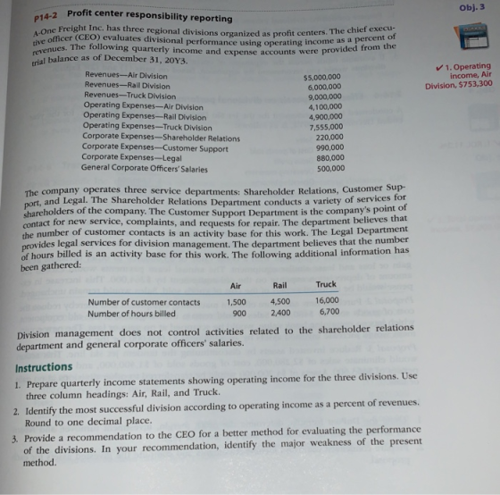 Obj.3 tive officer o Sorganized as profit centers. The chief execu- operating income as a percent of ise accounts were provid