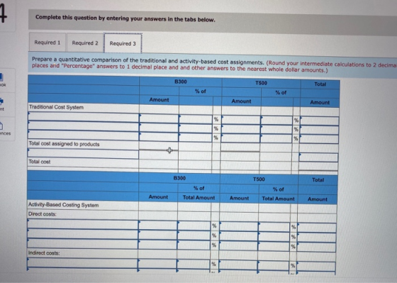 Complete this question by entering your answers in the tabs below. Required 1 Required 2 Required 3 Prepare a quantitative co