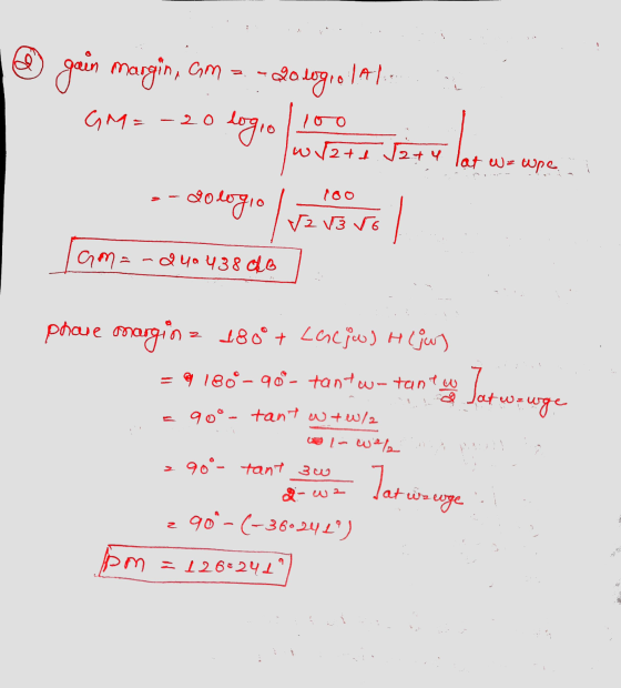 @ gain margin, Cim - - po dogoo lat. logio GM= 20 watt J2+4 lat w = wpe = -2ologio 1oo V2v3 vo am = -2404386 phare margin = 1