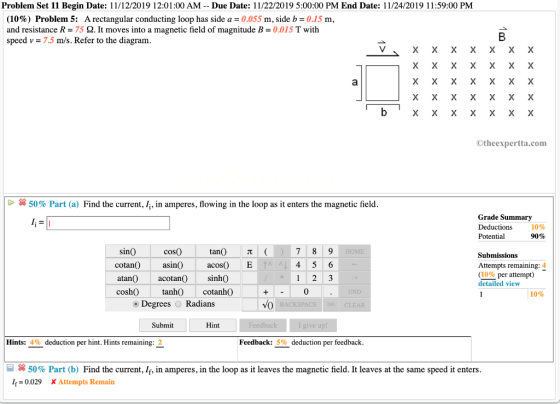 Problem Set 11 Begin Date: 11/12/2019 12:01:00 AM -- Due Date: 11/22/2019 5:00:00 PM End Date: 11/24/2019 11:59:00 PM (10%) P