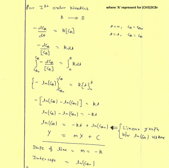 where A represent for (CH3)3CBr Ifor I8 oxr kinetics A B CA- GAO - dep CA- CA - da Rdt J CA kdt a -(a) Jm(a)] n(GA) An (Go)