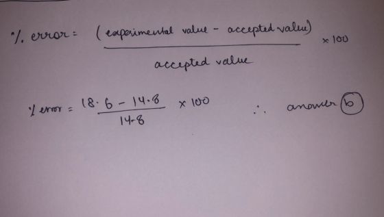 /errror (eaperimental value accspted valu) 100 accipted value (8-6-14.6 amomer o 14-6