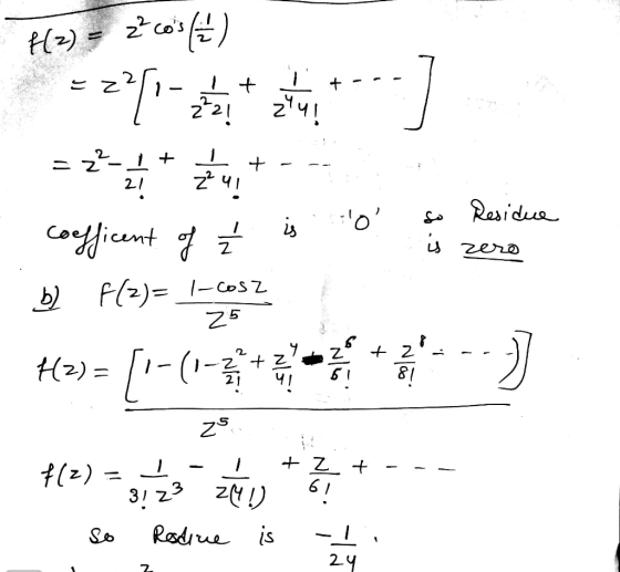 H2) = 20 (1) 1 + - - coellicenta i s to so Residue is zero coefficent of Ť is B) P(z)= lesz H2) = -(********** ZS - - #/2) =