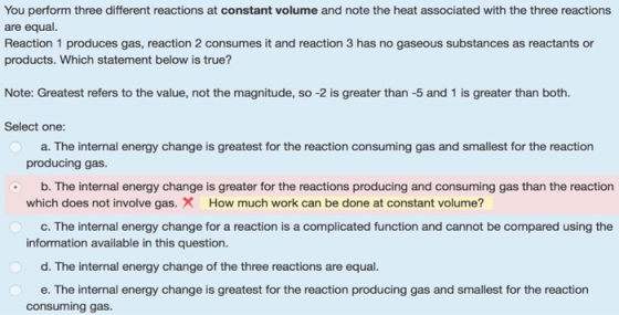 You perform three different reactions at constant volume and note the heat associated with the three reactions are equal. Rea