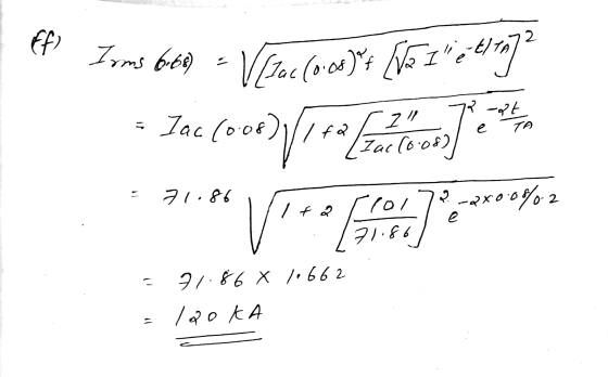 ff) Irms 6.68) 72 V [zac (0.00) + [VE 1 et 197² Iac (008)/172/2 7.at TA e Iac(0.08) 71.86 Virolet **** 71.86 X 1.662 120 KA