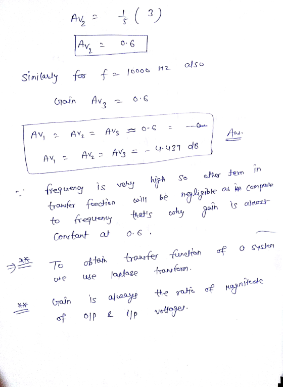 Ave a at (3) | Av. 0.6 also 10000 Hz similarly foo fa Grain Ava 0.6 AN, I AV2 = AV3 Ansi 4.487 dB - AV - Av₂ = AV so frequenc