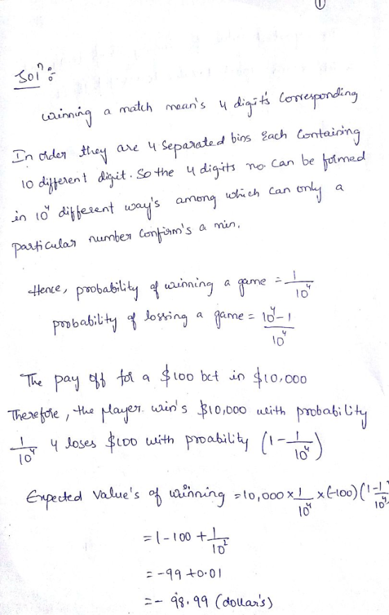 0 ng In ciden trey are 4 Separatod bios achin to dienen1 dizit. So the 4 digi no Can be botmad in to dijeent ann ochCan an O babil Th Pay 4a loo bt in 410.000 Teetae ,thatlaum uuds $10.co ulith probabiじん] , Joses .$too with proakth cted Values of ui TD -100 -9 to 01 -98,99 (dolla九53