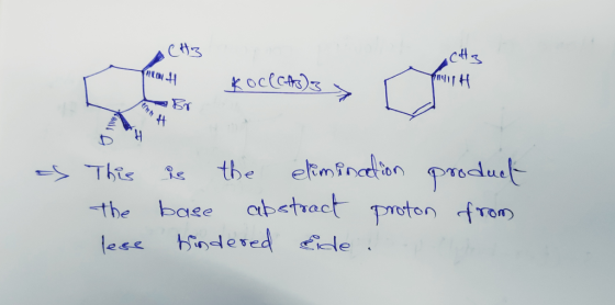 ACH3 cetta AL- Br as This is the elimination the base abstract proton lese hindered Eide. product from