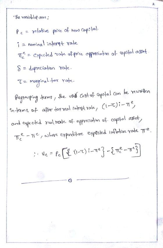 2. 1 그 nominal inleryt rale 8- dpreciaton e T- morginal tar rate opf-lal Con ond expeotkd ol raf oppain o copal onet