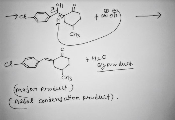 a Đa + NAOH 0 ton — +H2O се. By product CH3 (major product) (Aldol condensation product).