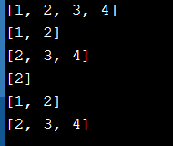 [1,2,3,4] [1,2] [2,3,4] [2] [1, 2] [2,3,4]