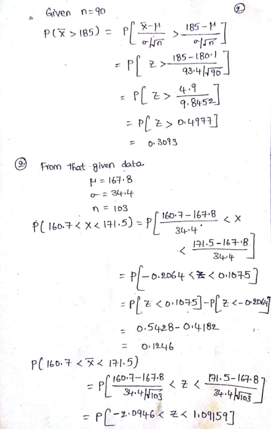 Given n-90 185 180. > 934 4.9 9 8452 O 3013 From fiat given dato- 167-8 34 lAl.5-1678 召しピt 5428 4182 O 1246 P( o 11.5) Go1I67.8 1.5-167.8 34 나Ning