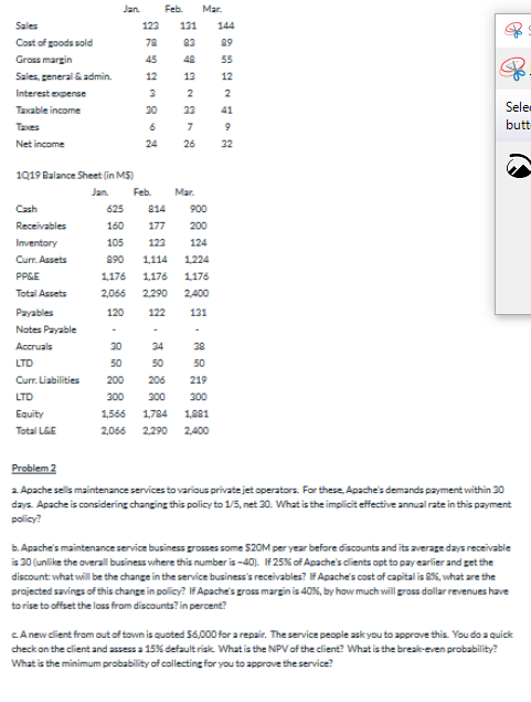 Sales Cost of goods sold Gross margin Sales, general admin Interestepense Taxable income Jan 123 78 45 12 Feb Mar 131144 2399