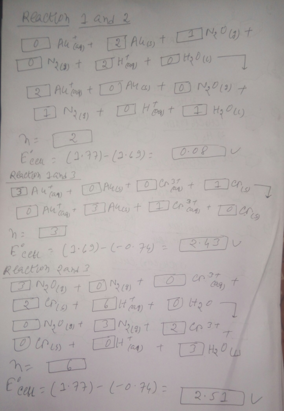 Reaction 1 and 2 co Al Caps + 29 Aug + IN 0 (3) + o N2 (8) + 2 Hags t o Hp 0 (0) 2 All Cags + [o] Alcs) t o No 0 (9) + 7 No (